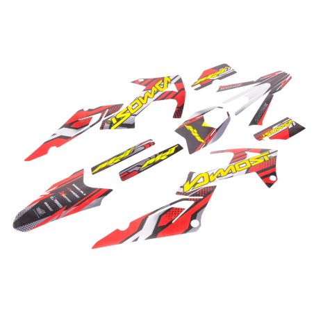 Kit decoración Most cromado mate Rieju MRT / MRT Pro / MRT Trophy 2022-2025 – Rojo/Amarillo/Gris