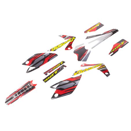 Kit déco Most chromé mat Rieju MRT 2009 à 2021 Rouge gris et jaune