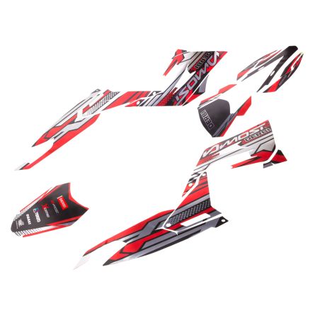 Kit déco Most chromé mat Derbi Senda X-Treme / Racing & Gilera SMT / RCR 2018-2021 – Rouge/Gris