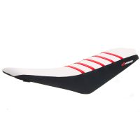 Funda de asiento Most negro blanco rojo piel sintética lisa para Sherco