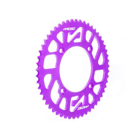 Corona MOST Crown 428 53 dientes Beta RR 50cc 6 tornillos violeta anodizado