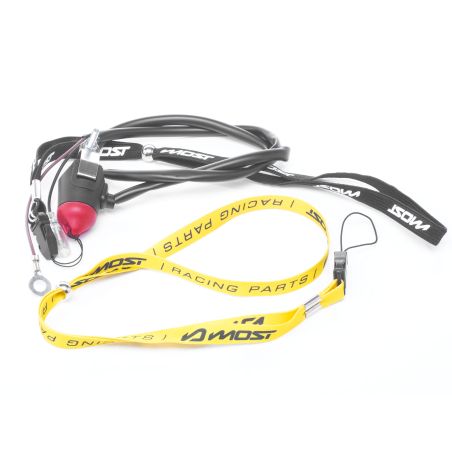 Coupe circuit aimante Most Racing noir rouge laniere jaune