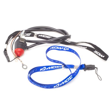 Interruptor paro magnetico Most Racing negro rojo cordon azul
