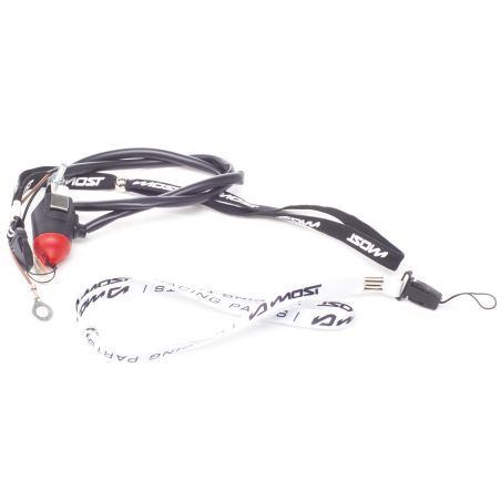 Interruptor paro magnetico Most Racing negro rojo cordon blanco