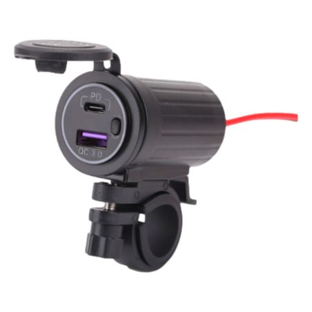 Cargador USB con doble puerto USB y fijación al manillar
