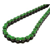 Cadena Doppler 420 134M reforzada en color verde para moto de marchas 50cc