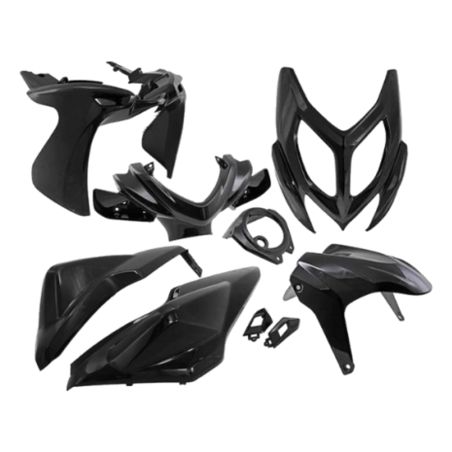 Kit de carenado ALL PRO de 9 piezas para MBK Nitro / Yamaha Aerox en color negro