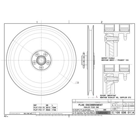 Plato de polea fija Bouchet Engineering 13-15 mm
