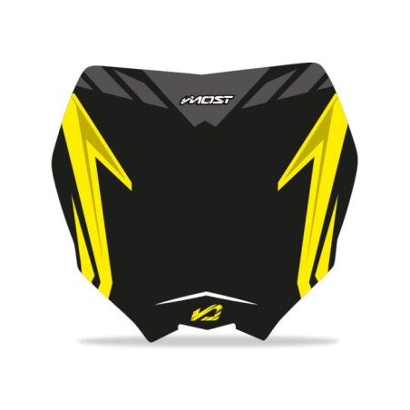 Kit déco de plaque phare Most Yamaha 125 YZ 2006 à 2014-Noir/Jaune