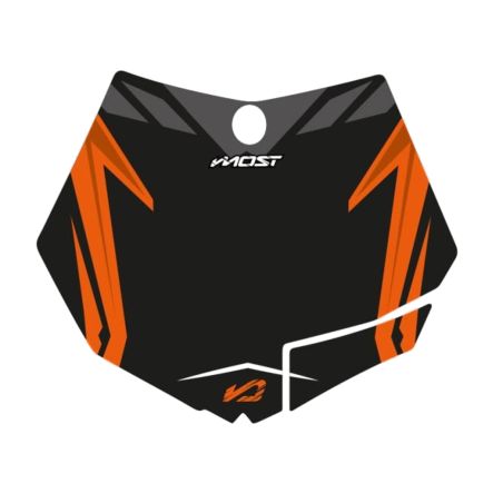 Kit de adhesivos placa portafaro Most KTM 125 SX 2007 a 2012 - Negro/Naranja