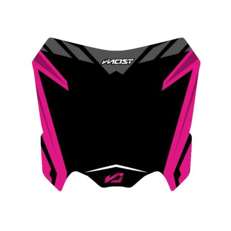 Kit de adhesivos placa portafaro Most Honda CRF 450 2013 al 2016 - Negro/ Rosa