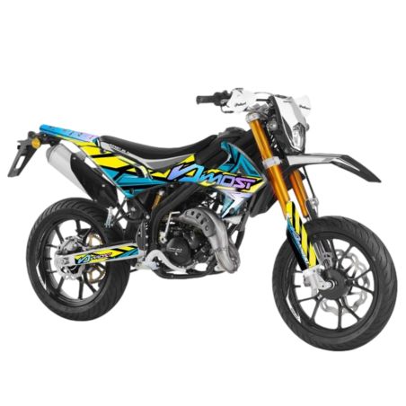 Kit déco Most V2 Rieju MRT à partir de 2022 bleu jaune chromé