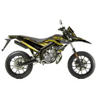 Kit déco Most V2 Derbi Senda et Gilera après 2018 Jaune pailleté et chromé