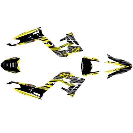 Kit déco Most V2 Derbi Senda et Gilera après 2018 Jaune pailleté et chromé
