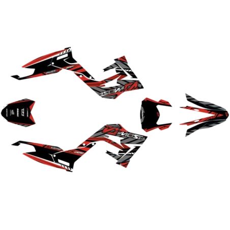 Kit déco Most V2 Derbi Senda et Gilera après 2018 Rouge pailleté et chromé