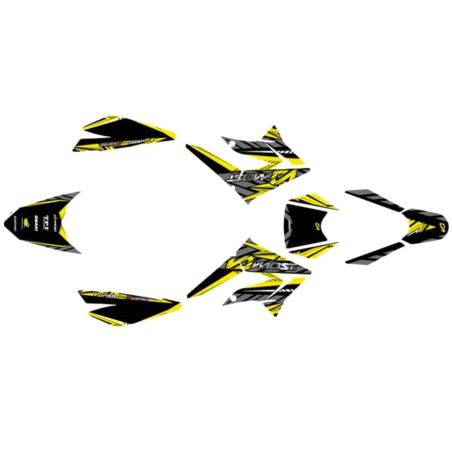 Kit déco Most V2 Derbi Senda 2011 à 2017 Jaune pailleté et chromé