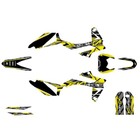 Kit déco Most V2 Sherco 50 après 2017 jaune pailleté et chromé
