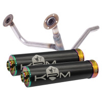 Double sortie KRM noir et neo chrome Rieju MRT avant 2022 pour pot Most et KRM 50 70 80