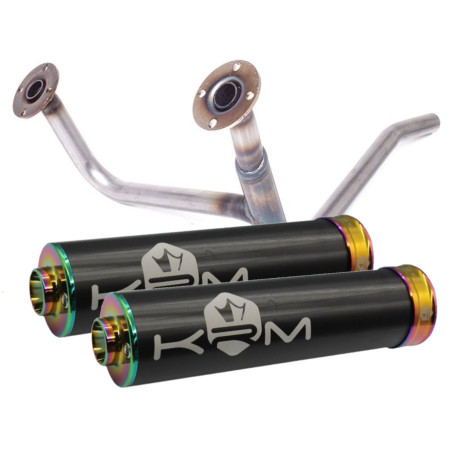 Double sortie KRM noir et neo chrome Rieju MRT avant 2022 pour pot Most et KRM 50 70 80