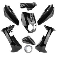 Kit carénage 8 pièces adaptable MBK Ovetto/ Yamaha Neo's compteur digital- Noir brillant