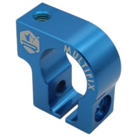 Collier de fixation pot d'échappement bleu alu CNC KRM Pro Ride Multifix