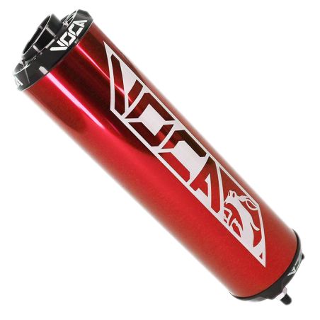 Silenciador Voca Bestia aluminio CNC rojo y negro para moto 50cc con marchas