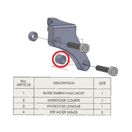 Entretoise longue de butée de biellette d’embrayage Most