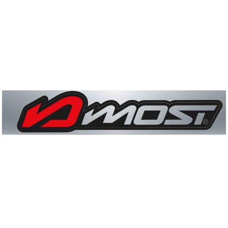 Pegatina para escape Most roja y cromada, 16 cm x 3 cm