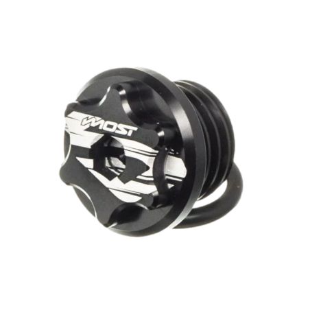 Tapón de cárter de aceite Most V2 Derbi – aluminio CNC anodizado negro
