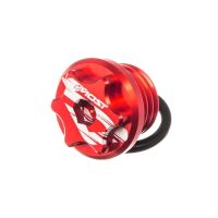 Tapón de cárter de aceite Most V2 Derbi – aluminio CNC anodizado rojo