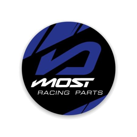 Autocollant rond MOST bleu en vinyle résistant