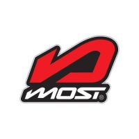 Pegatina MOST logo rojo 5,45x3,68 cm en vinilo resistente