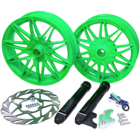 Pack de jantes avec disque de frein oversize vert fluo Piaggio Zip après 2000