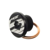 Bouchon de culasse Most noir pour motos Derbi, Gilera et Aprilia Euro 2/3 en aluminium CNC