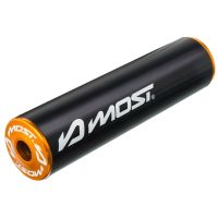 Silencieux d’échappement MOST 50 70cc noir et orange aluminium anodisé entraxe 45 mm