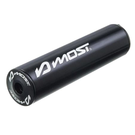 Silencieux d’échappement MOST 50 70cc noir standard gravure blanche aluminium entraxe 45 mm