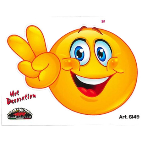 Autocollant sticker smiley heureux 10x12cm
