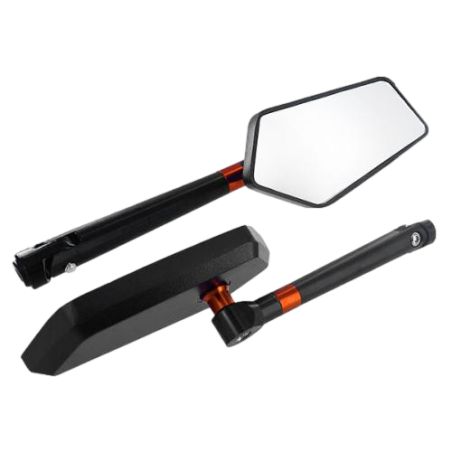 Par de espejos Weckio negros con anillos naranjas M8 x 125 mm, adaptadores incluidos