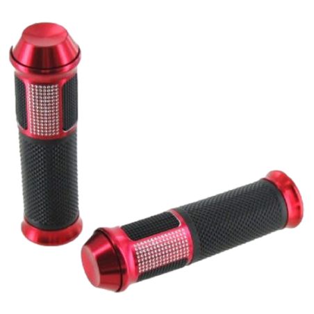 Puños de manillar moleteados rojos diámetro 22 mm