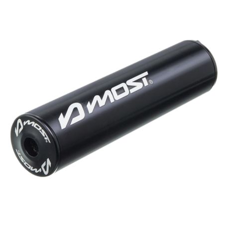 Silenciador MOST 80 100cc negro grabado blanco aluminio