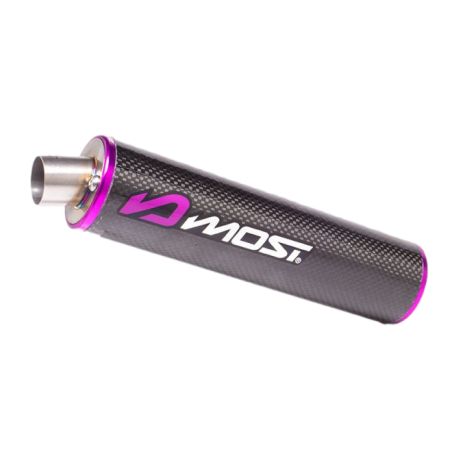 Silencieux Most Shorty 50-80cc M2 carbone violet alu/inox gravé logo MOST