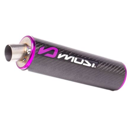 Silenciador Most Shorty 80-100cc M2 carbono violeta aluminio/inox grabado logo MOST