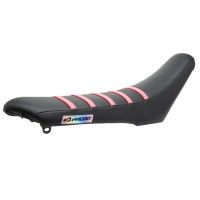 Housse de selle Most Racing Yamaha DT 50 MBK X-Limit noire à lanières roses logo holographique