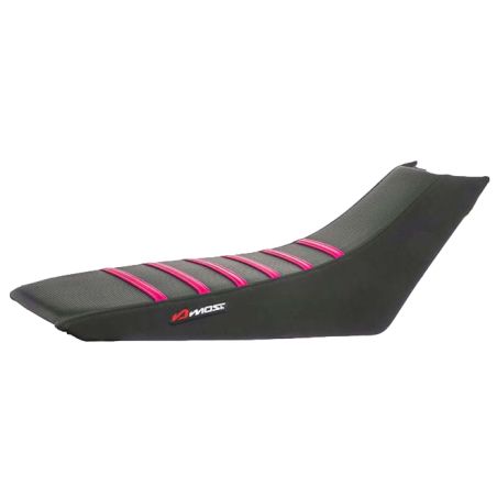 Funda de asiento Most Racing Rieju MRT carbono negro tiras rosas logo holográfico