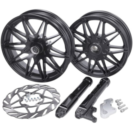 Pack de jantes avec disque de frein oversize noir mat Piaggio Zip après 2000