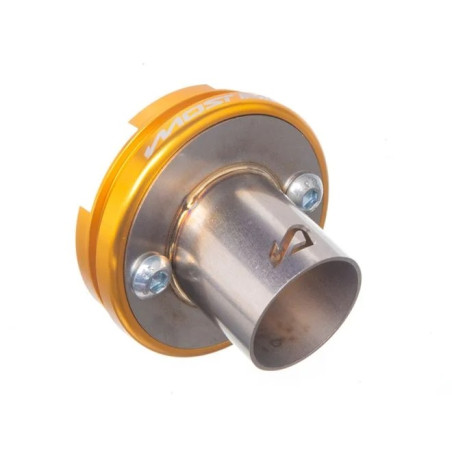 Cápsula de salida silenciador MOST aluminio oro inox 50/80 cc grabado láser