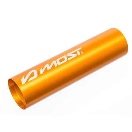 Enveloppe silencieux Most longue orange gravure blanche