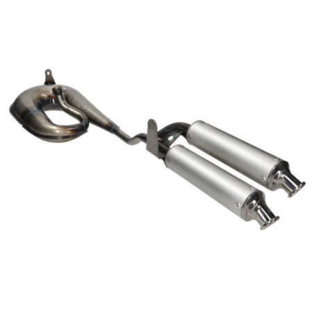 Pot echappement serpentin aluminium double sortie cyclomoteur