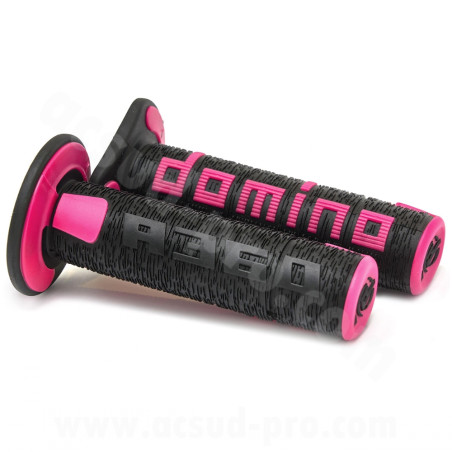 Puños Domino Offroad A360 negro rosa 120-123 mm closed end pareja