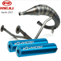 Pot d'échappement Most 50cc 70cc passage haut double sortie Rieju MRT à partir de 2022 bleu
